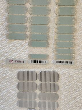 Jamberry Mint Green and Metallic Silver Striped Nail Wraps - Mixed Sheets